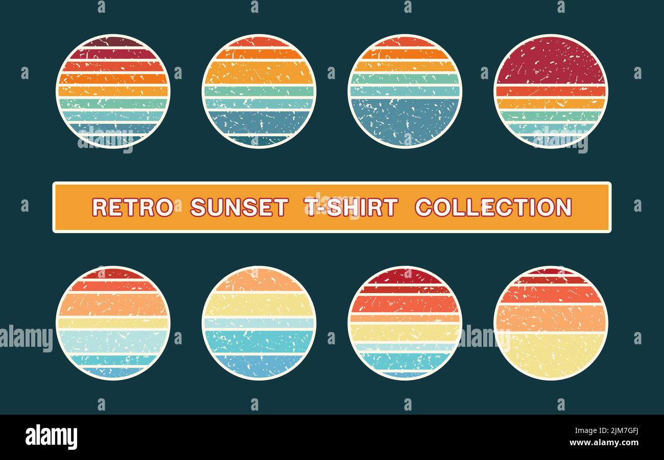 Sunset retro t shirt collection vector design Stock Vector