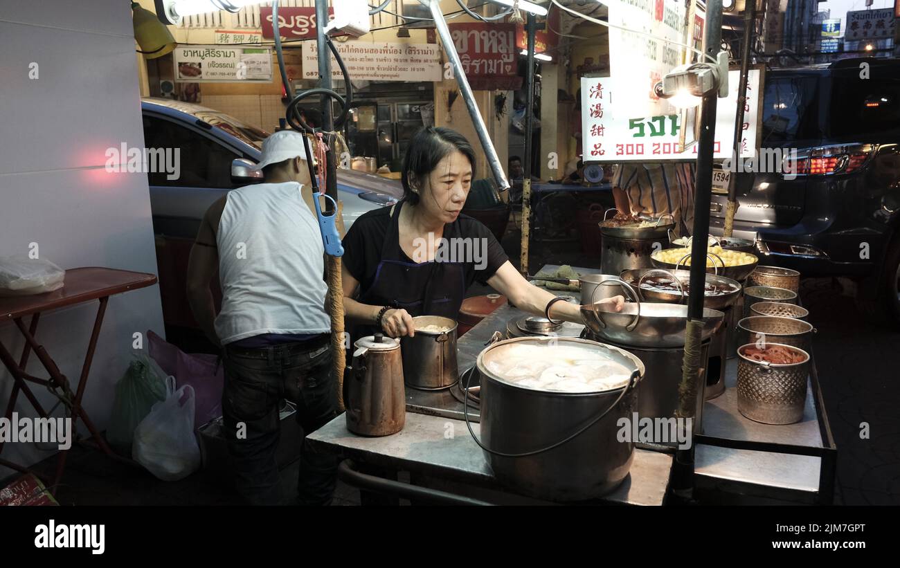 Chinese Thai Lady Selling made from scratch hot pot food in Chinatown