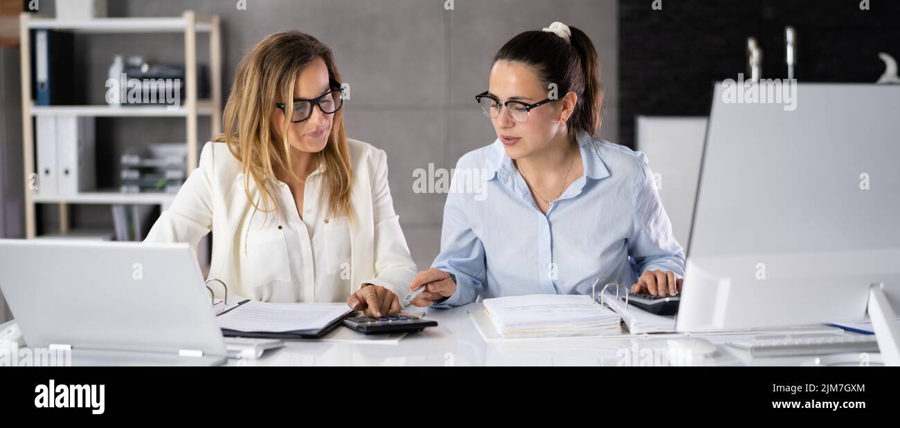 Advisory Accountant Woman In Office. Business Services Stock Photo