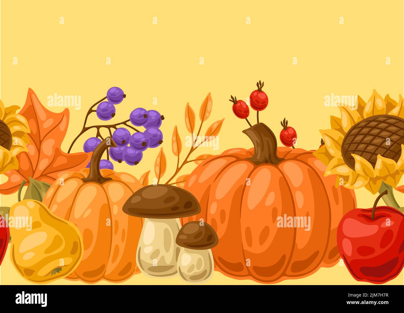 Seamless pattern with autumn plants. Harvest illustration of seasonal ...