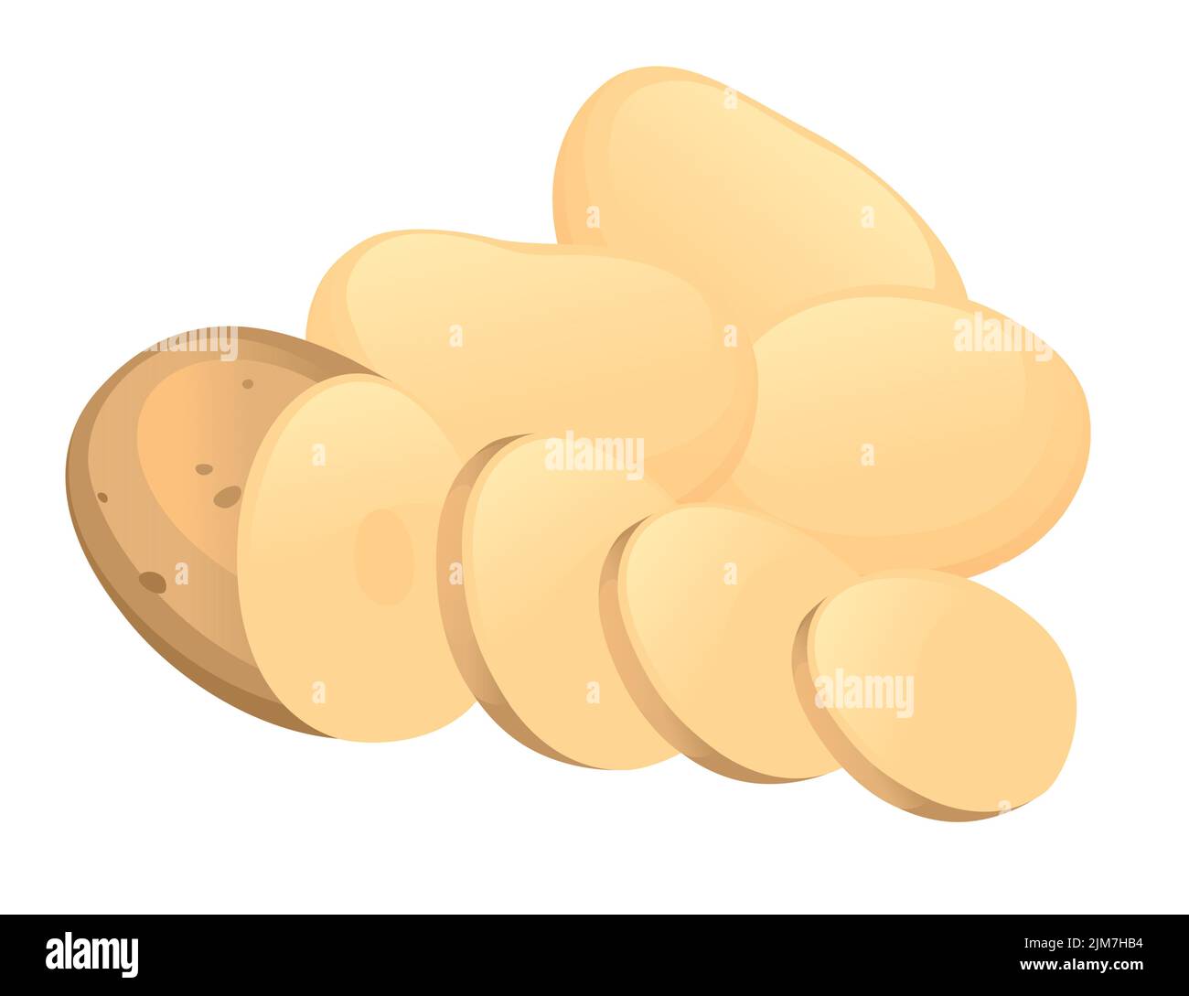 Fresh raw unpeeled potatoes vector illustration isolated on white background Stock Vector