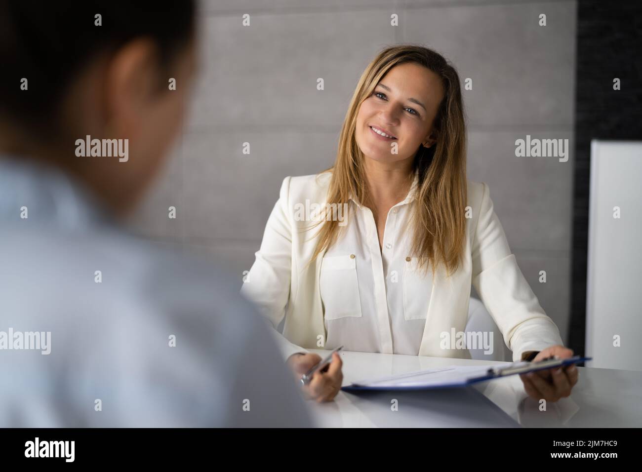 Job Hiring Interview In Office. Recruit Businesswoman Stock Photo