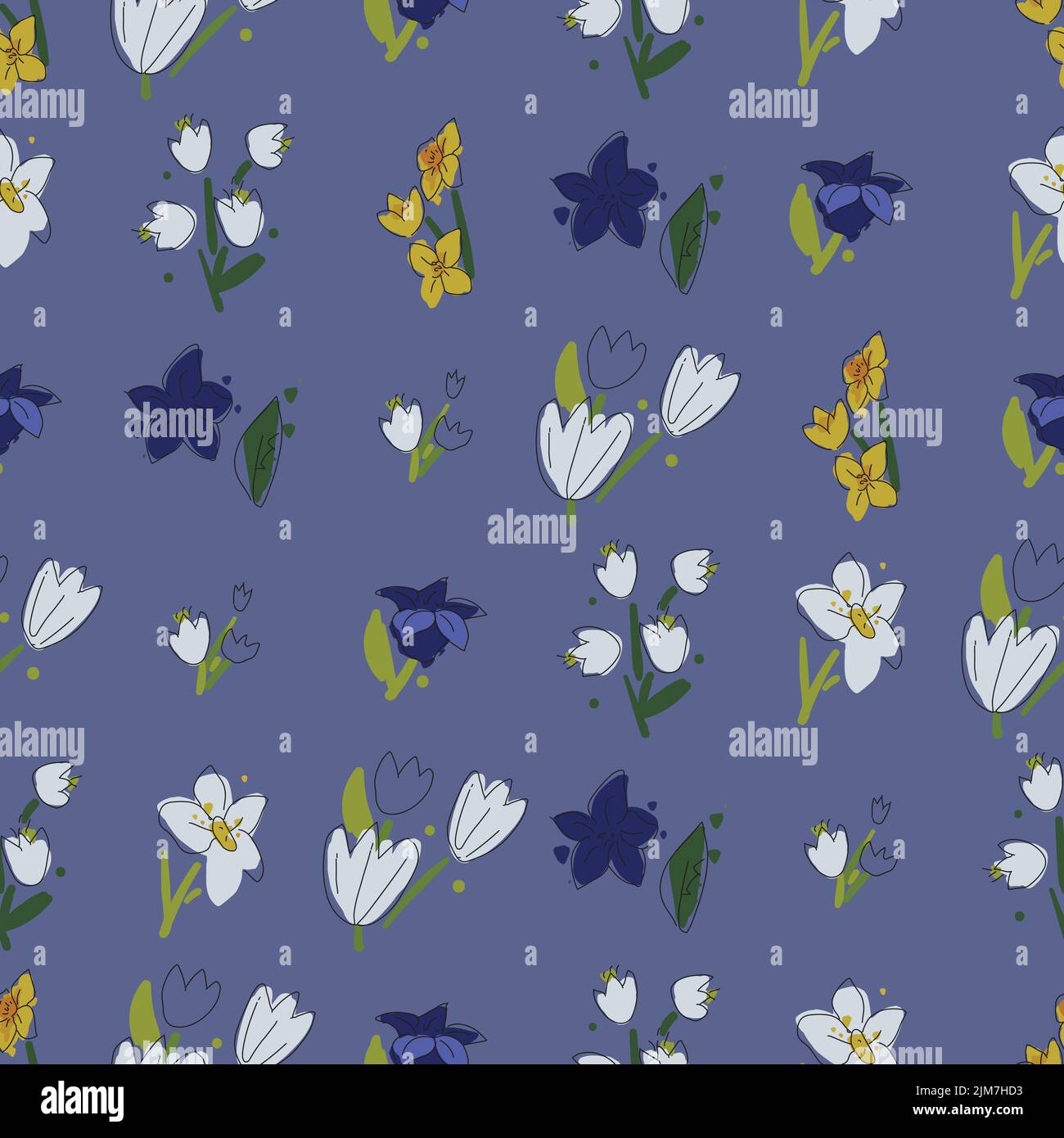Seamless floral pattern. Vector artistic flowers and leaves. Botanical ...