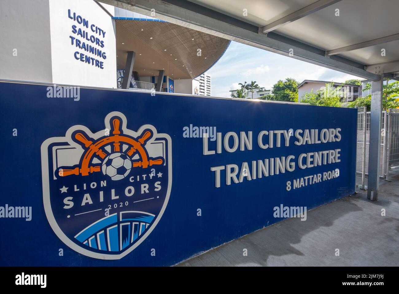Signage of Lion City Sailors training Centre in Singapore. A venue for soccer and gloom the next generation of global football superstar! Hopefully Stock Photo