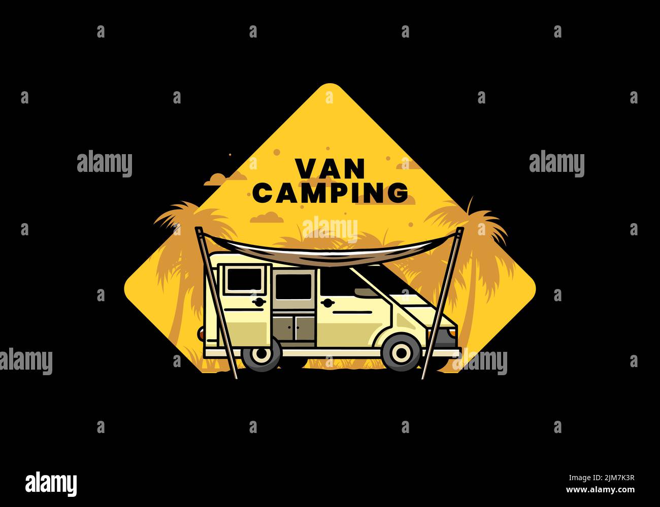 Illustration design of a camper van and flysheet Stock Vector Image ...