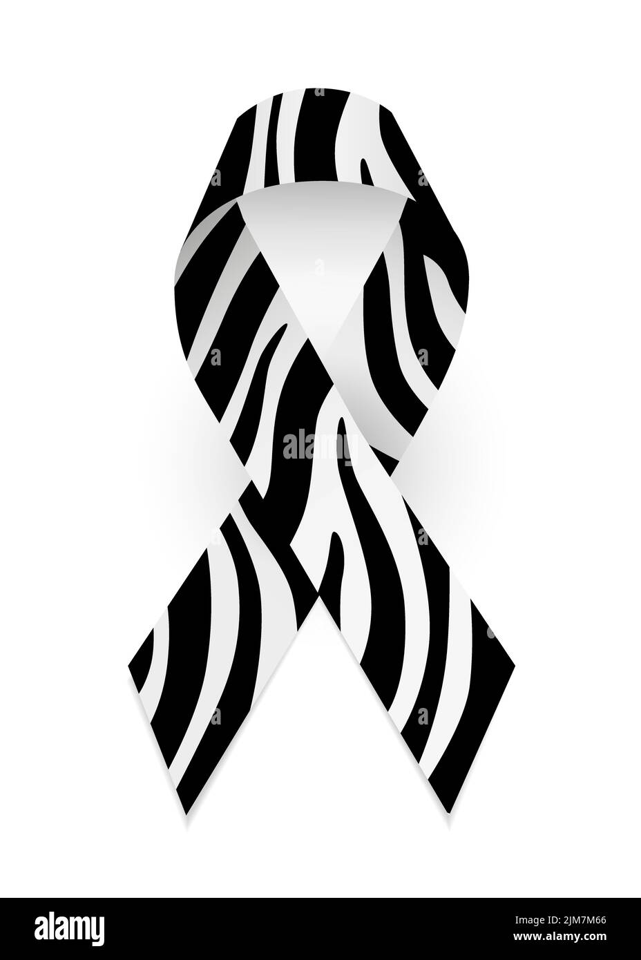 Zebra - print ribbon as symbol of rare-disease awareness, Ehlers-Danlos syndrome. Isolated vector illustration Stock Vector