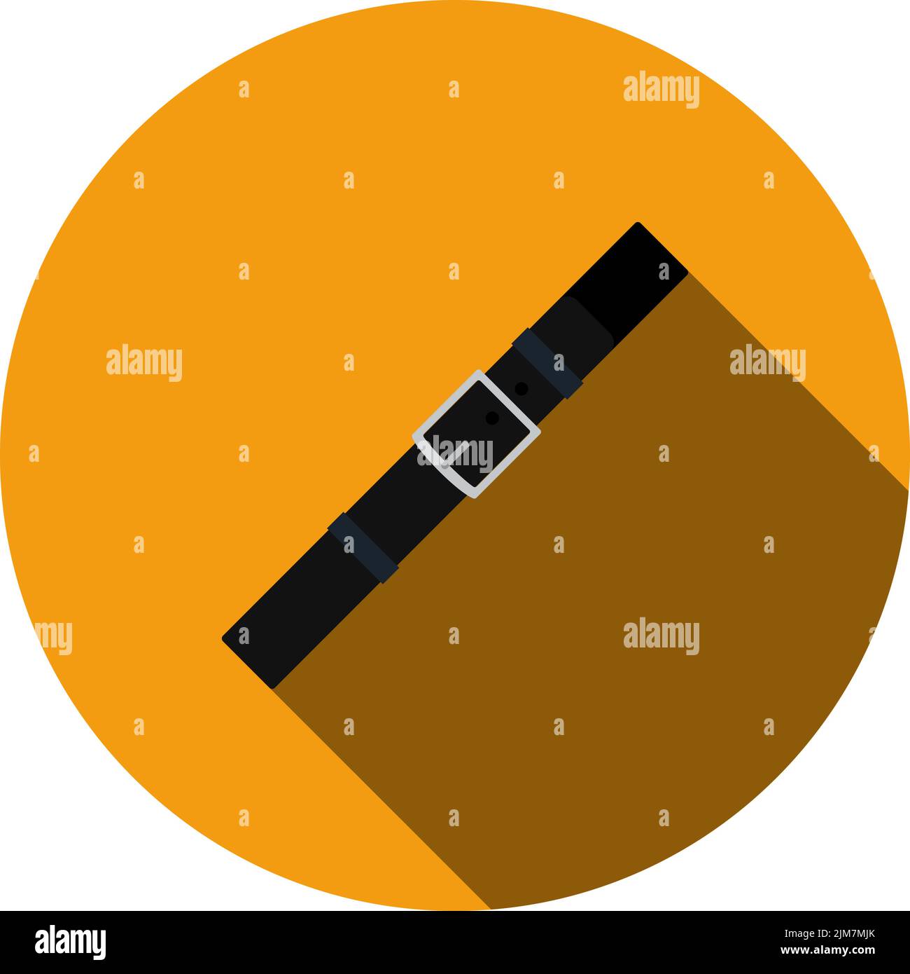 Trouser Belt Icon. Flat Circle Stencil Design With Long Shadow. Vector Illustration. Stock Vector