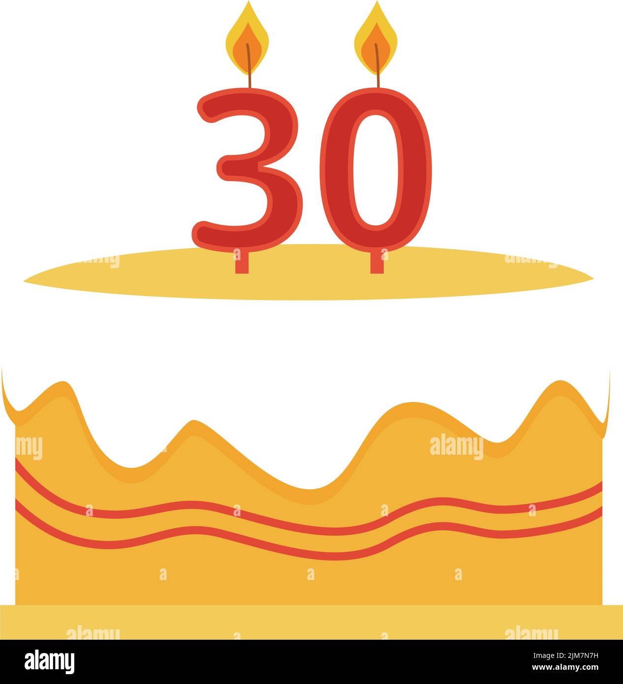 Birthday cake with burning candles semi flat color vector object Stock Vector