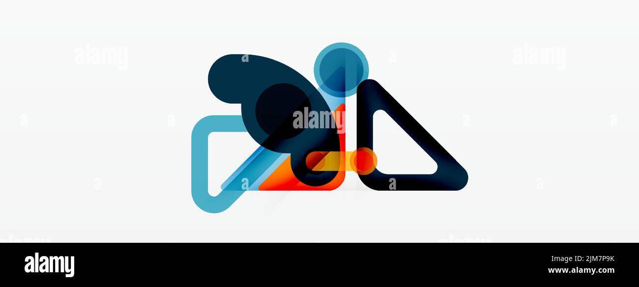 Geometric primitives. Lines, circles abstract background Stock Vector