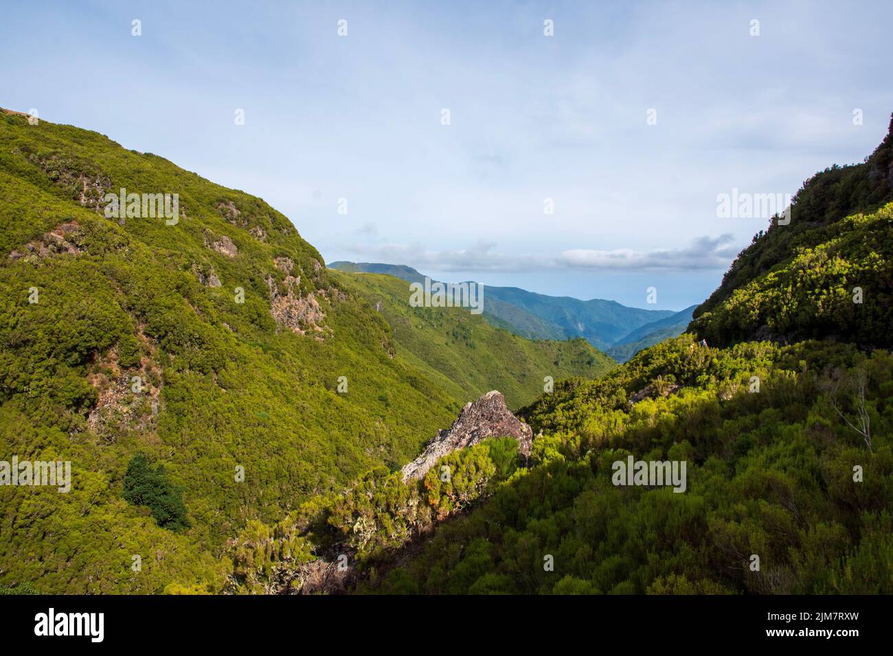 An aerial view of lush green mountains on a cloudy sky background Stock ...