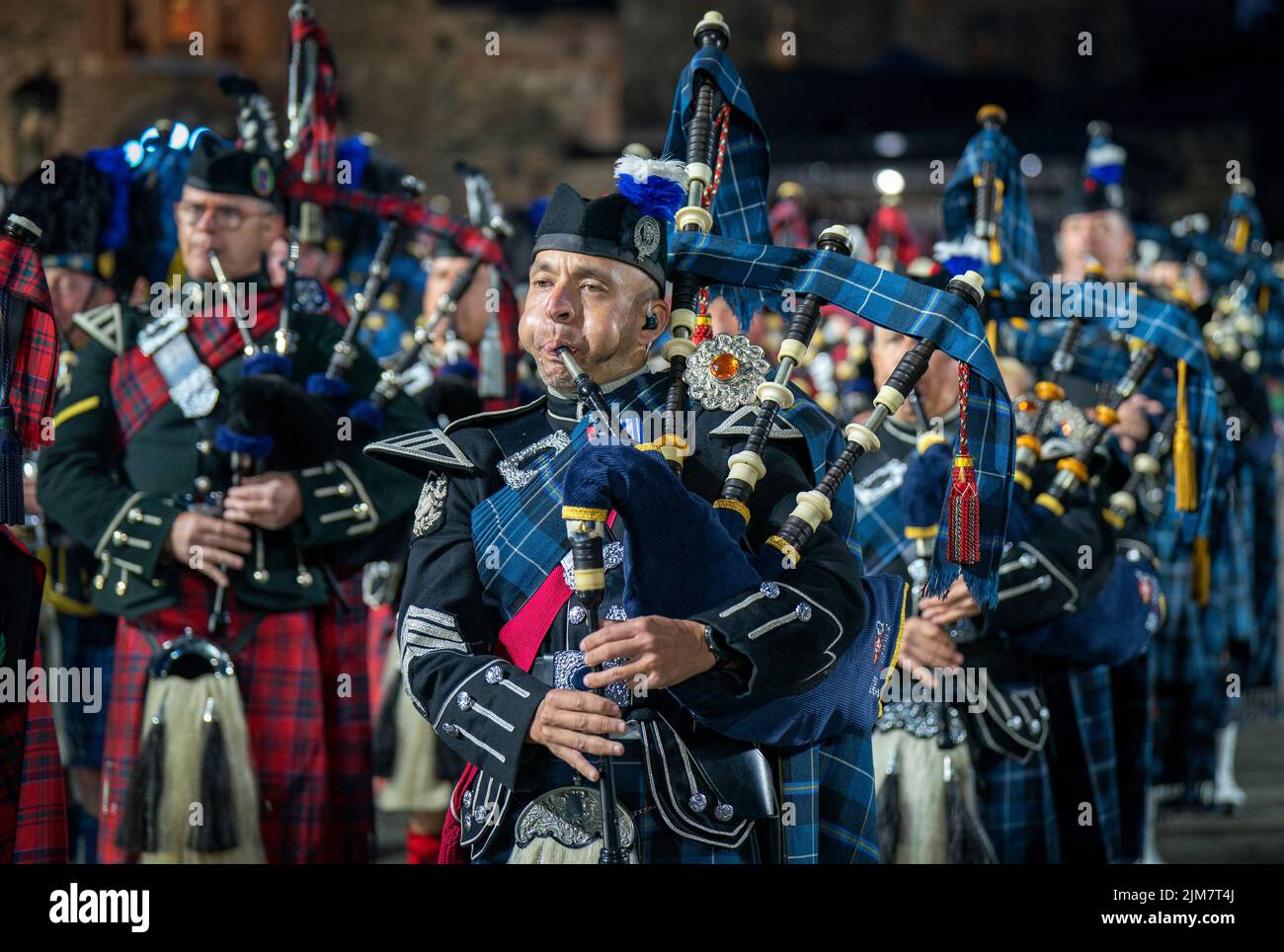 The Massed Pipes and Drums perform on the Esplanade of Edinburgh Castle