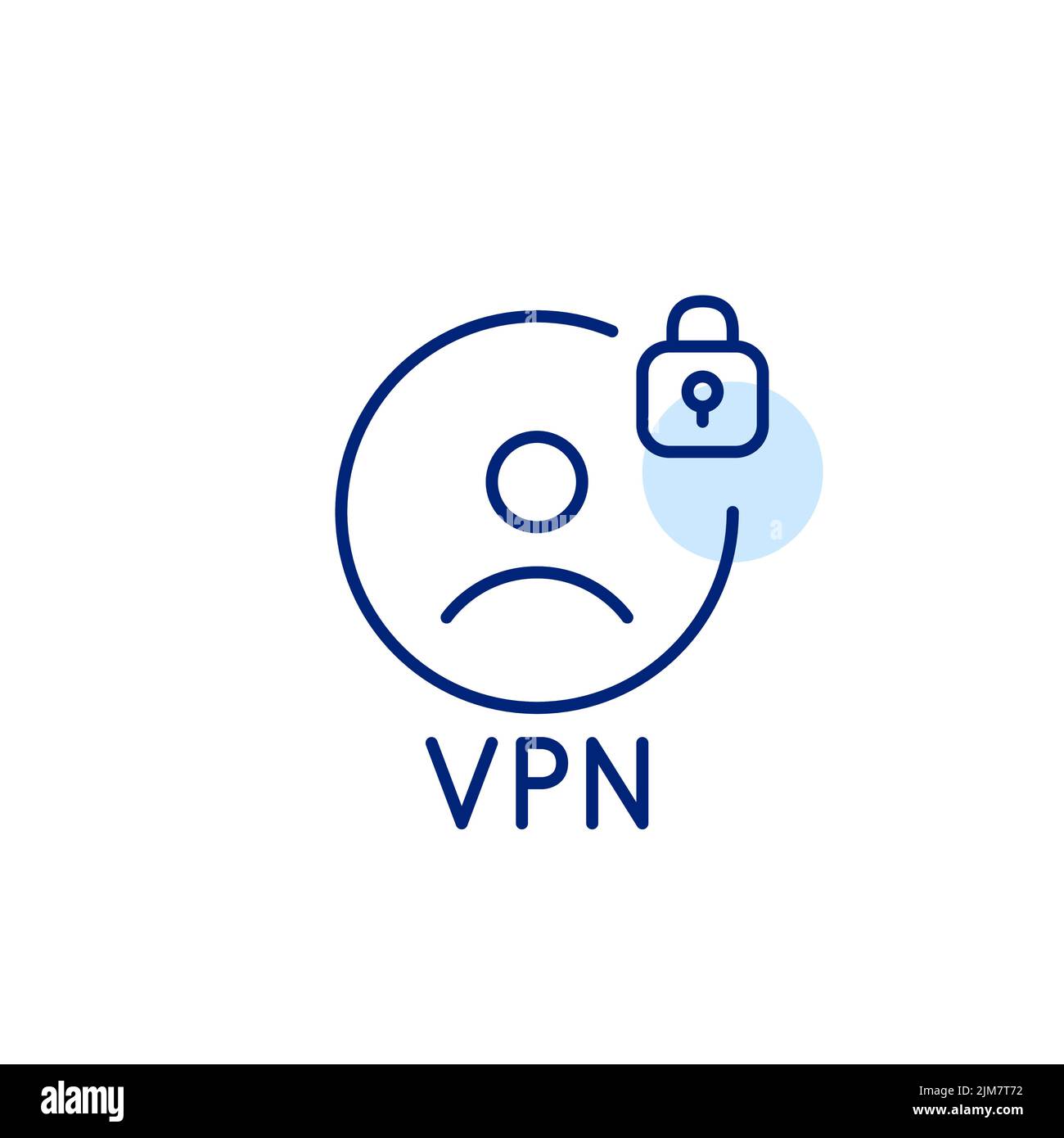 Secure VPN user profile. Pixel perfect, editable stroke line art icon Stock Vector