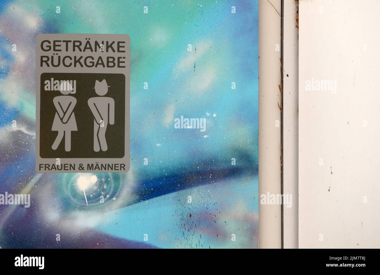 German unisex washroom door sign for "Frauen Maenner" (Woman Men) with ...