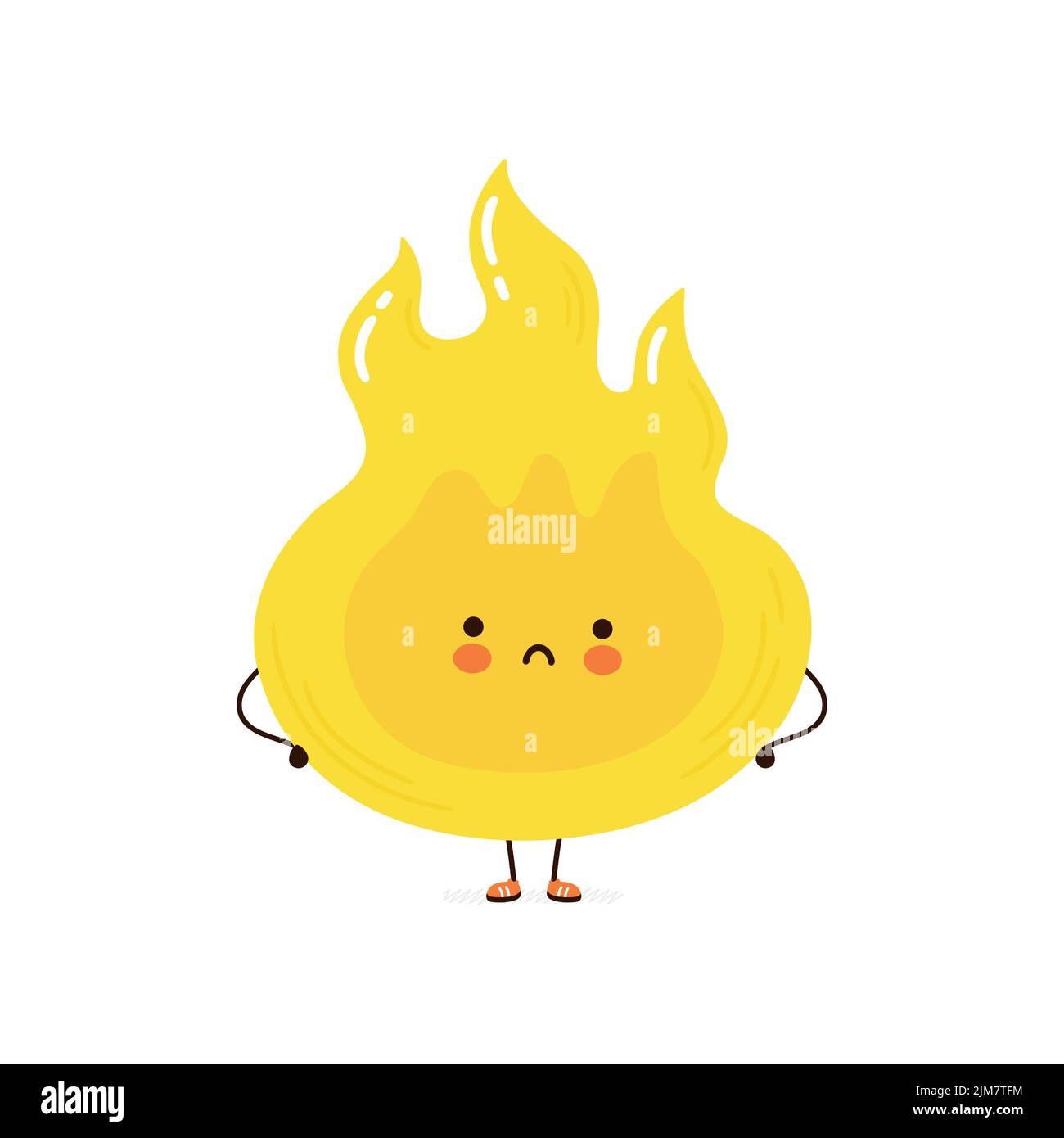 Cute funny flame character. Vector hand drawn cartoon kawaii character simple illustration icon. Isolated on white background. Fire,flame cartoon character concept Stock Vector
