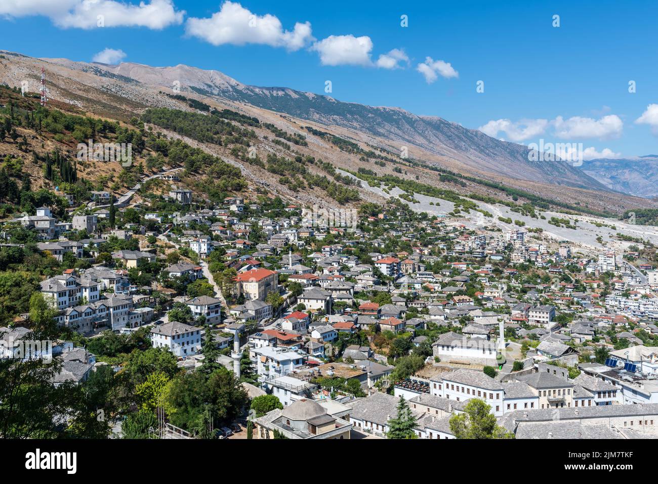 Aerial view of the old town of Gjirokaster, Albania Stock Photo