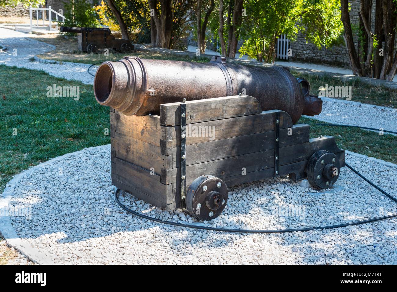 Old Cannon at Gjirokaster castle in Albania Stock Photo