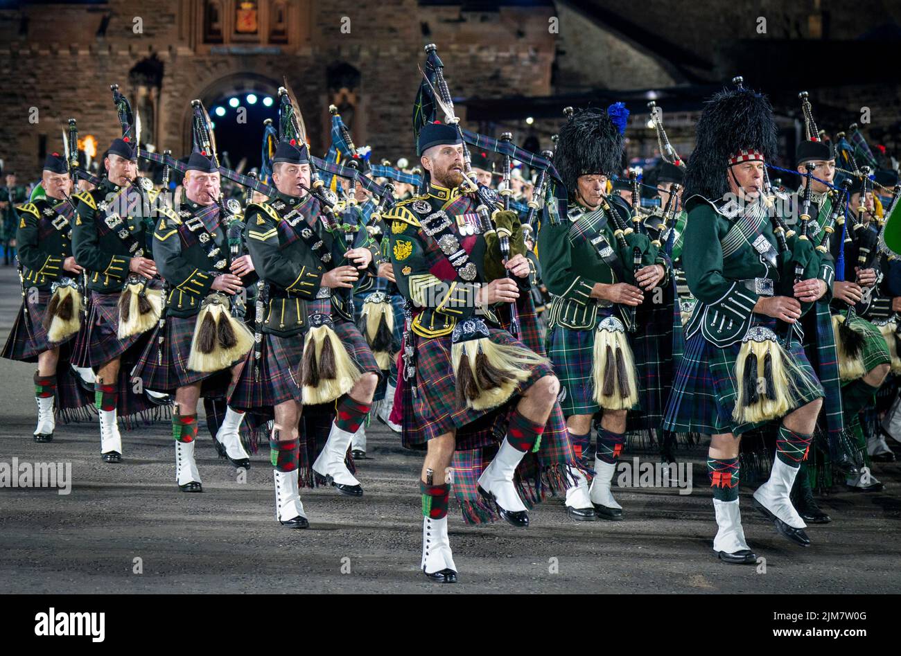 The Massed Pipes and Drums perform on the Esplanade of Edinburgh Castle