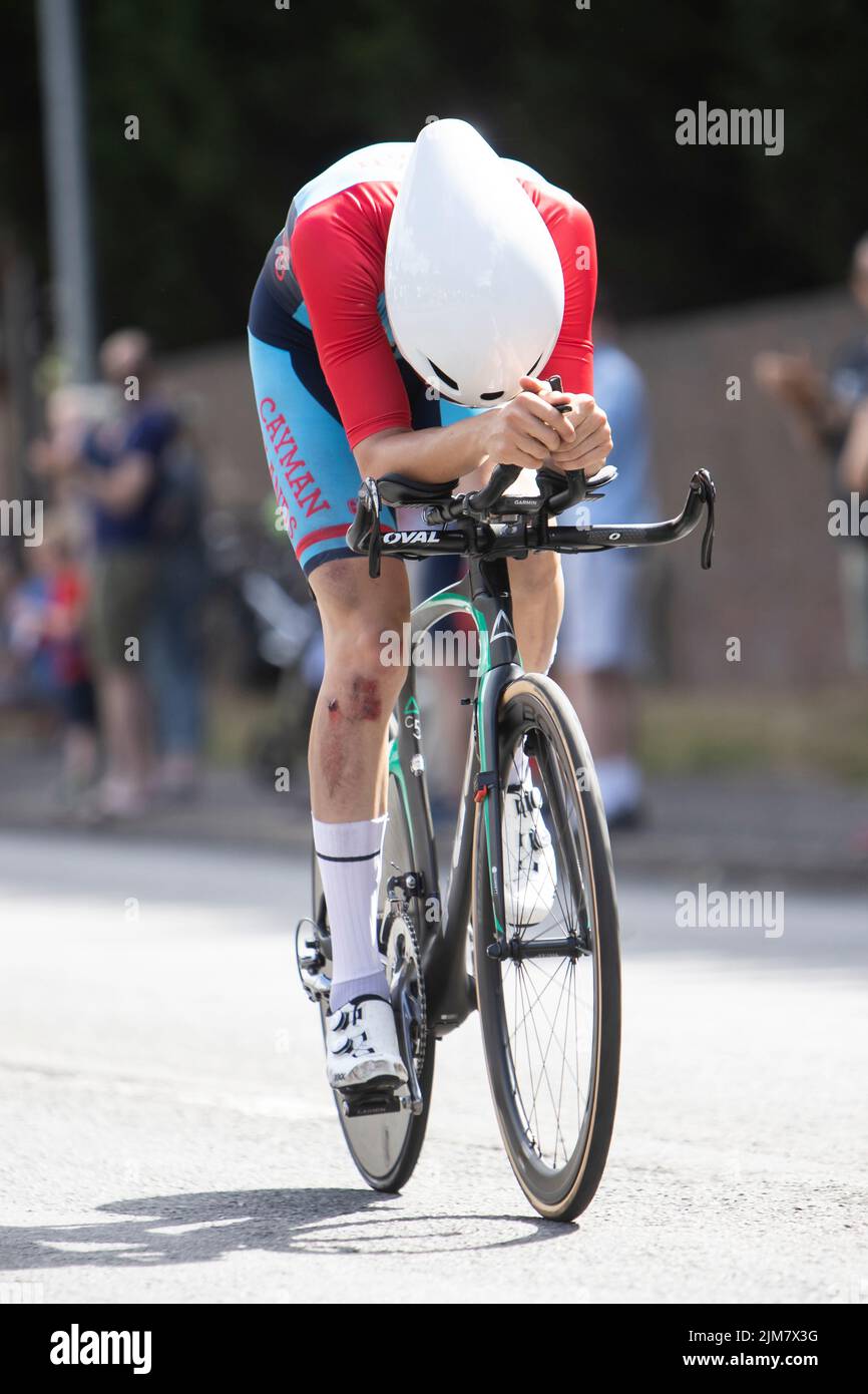 Commonwealth Games 2022, Birmingham UK. 4th August 2022. Men's Cycling Time Trial (Victor Magalhaes).. Credit: Anthony Wallbank/Alamy Live News Stock Photo