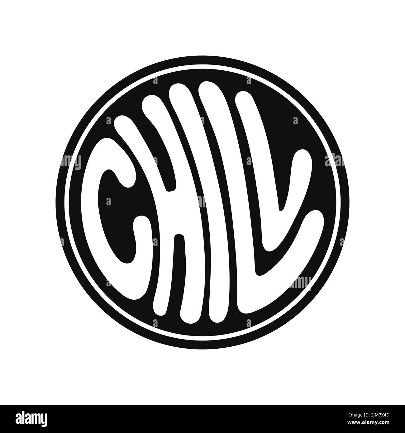 Chill circle quote,text logo. Vector hand drawn lettering cartoon illustration. Chill text print for t-shirt,poster,card,logo,sticker concept Stock Vector
