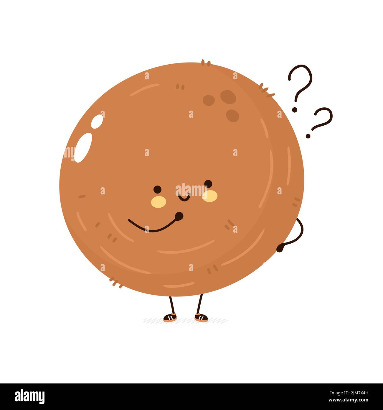 Cute funny coconut nut character. Vector hand drawn cartoon kawaii ...