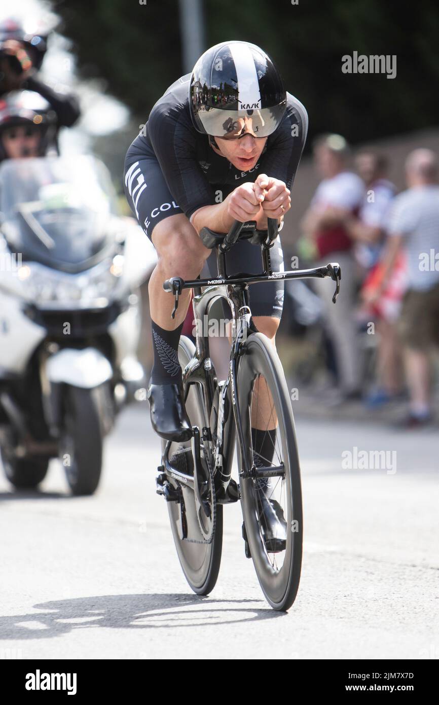 Commonwealth Games 2022, Birmingham UK. 4th August 2022. Men's Cycling Time Trial (Aaron Gate).. Credit: Anthony Wallbank/Alamy Live News Stock Photo