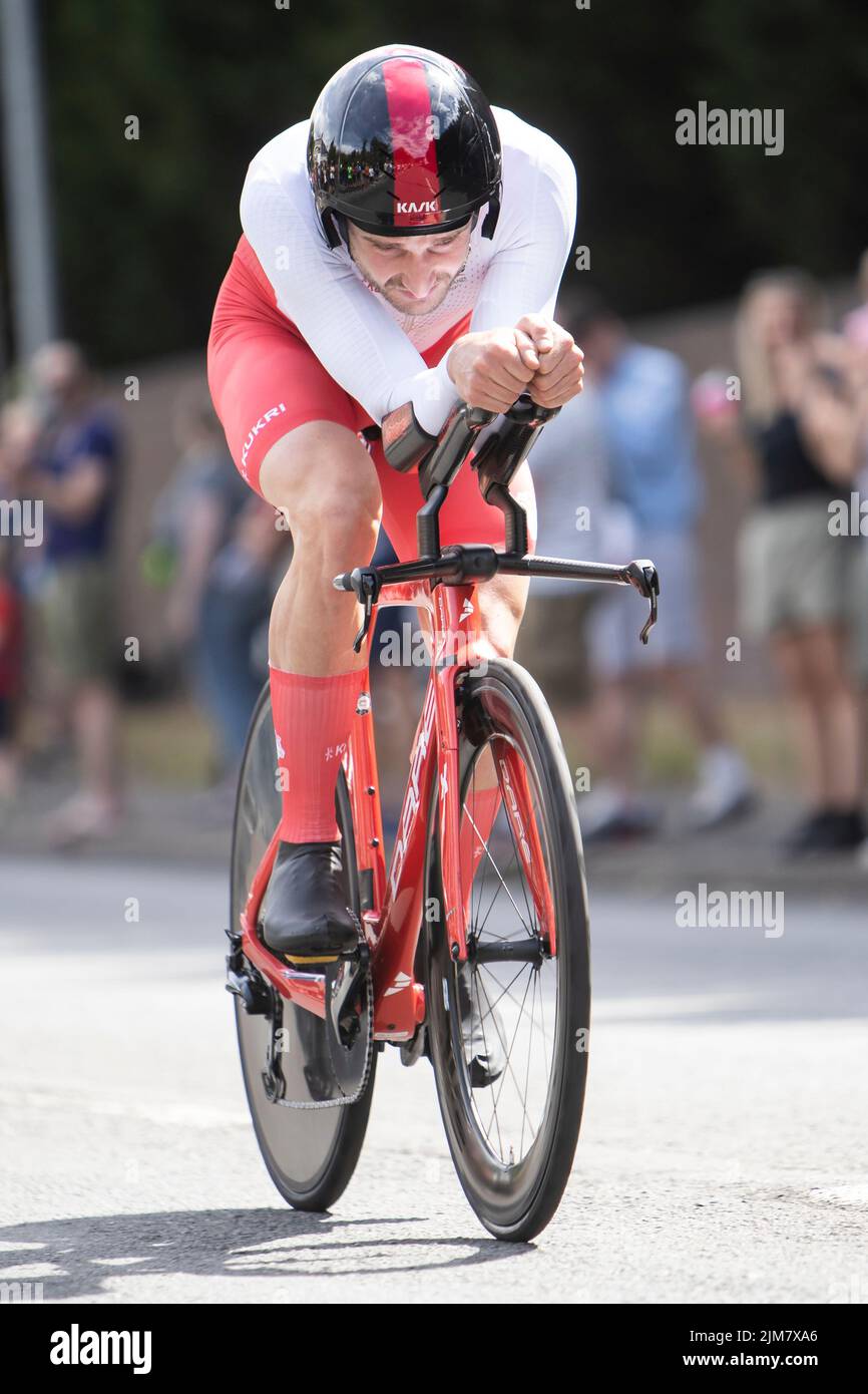 Commonwealth Games 2022, Birmingham UK. 4th August 2022. Men's Cycling Time Trial (Daniel Bigham).. Credit: Anthony Wallbank/Alamy Live News Stock Photo