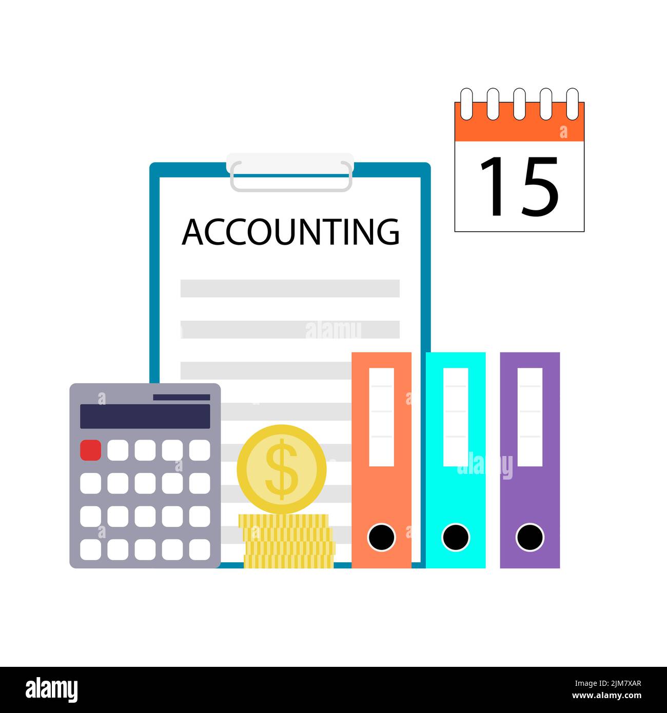 Accounting business concept, calculate financial report, finance report. Vector business accounting concept, report and management finance, illustrati Stock Photo