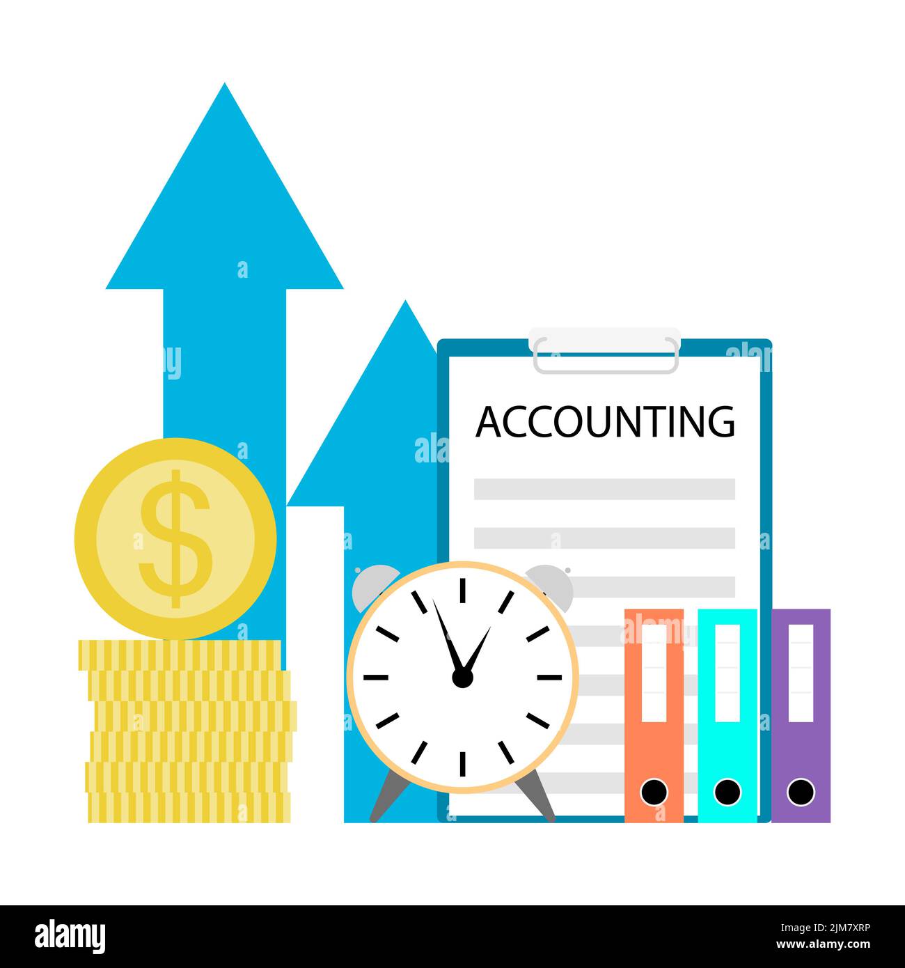 Concept of accounting, money and business document. Vector illustration