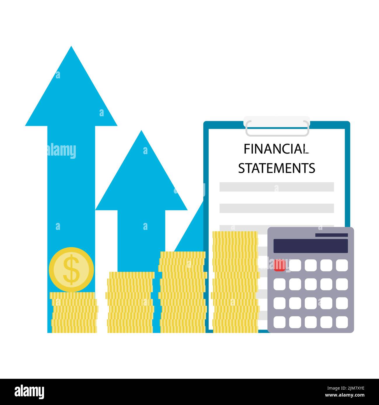 Financial statement, development business, increase budget and growth startup. Vector illustration. Development report, payment analyze, data review, Stock Photo