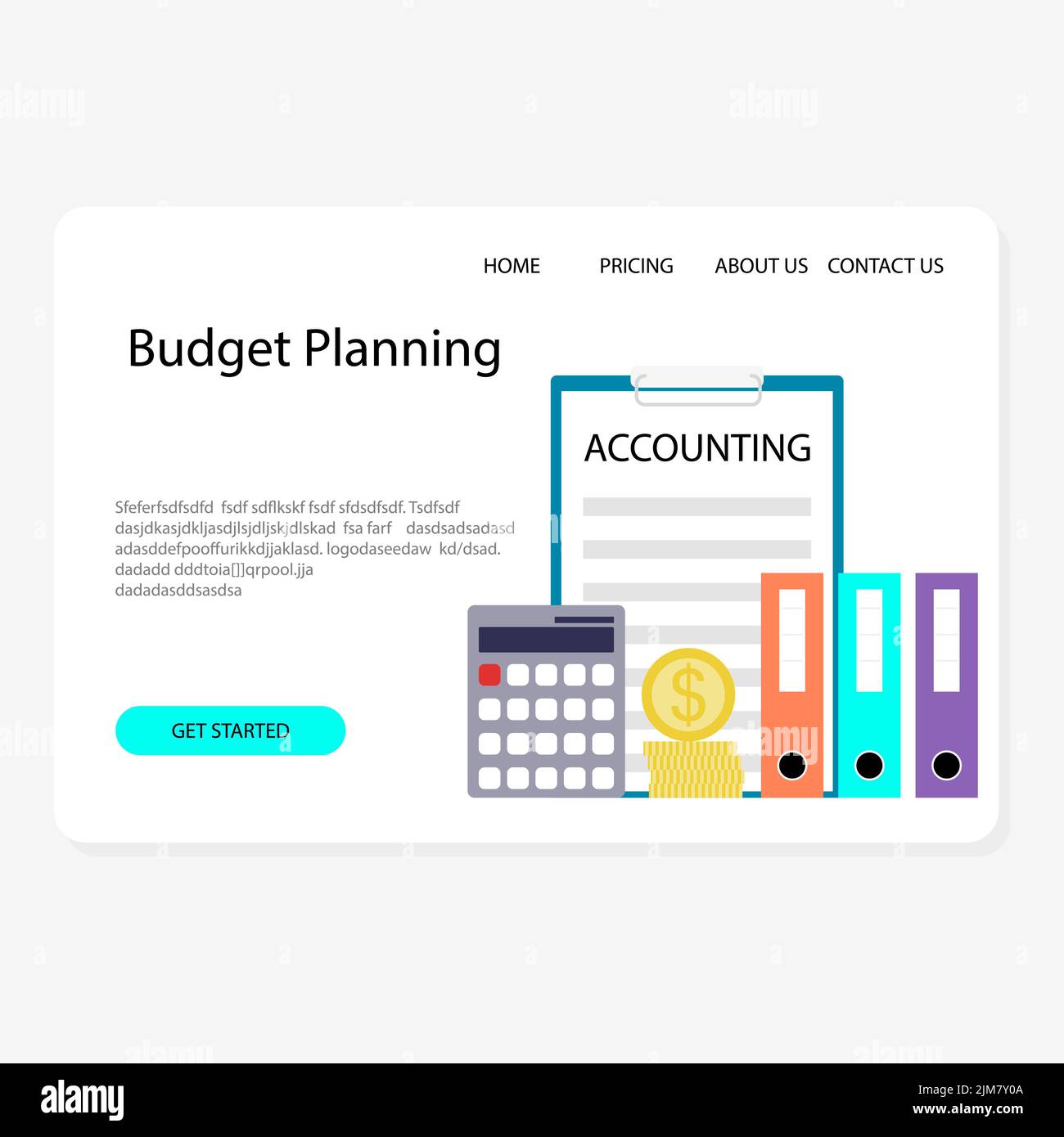 Budget planning service, b2b accounting and financial advice. Vector illustration. B2b marketing, job analytic, supply mamagement, industry marketing, Stock Photo