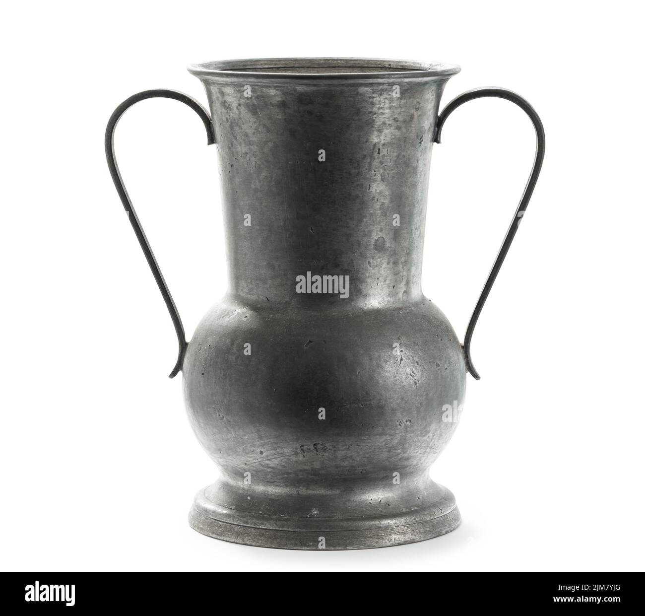 Antique French pewter vase, isolated on white background Stock Photo