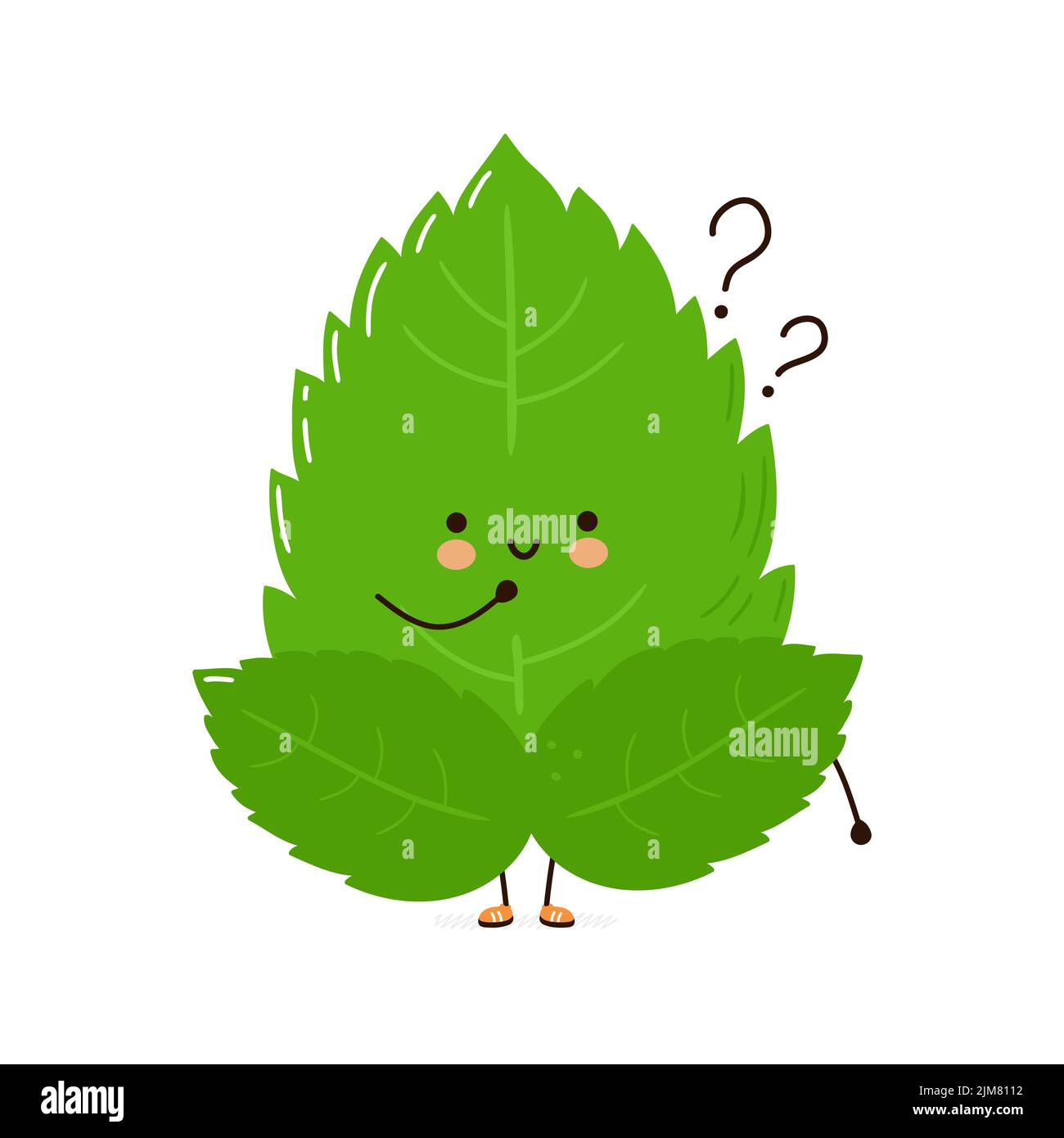 Cute funny mint leaf character. Vector hand drawn cartoon kawaii