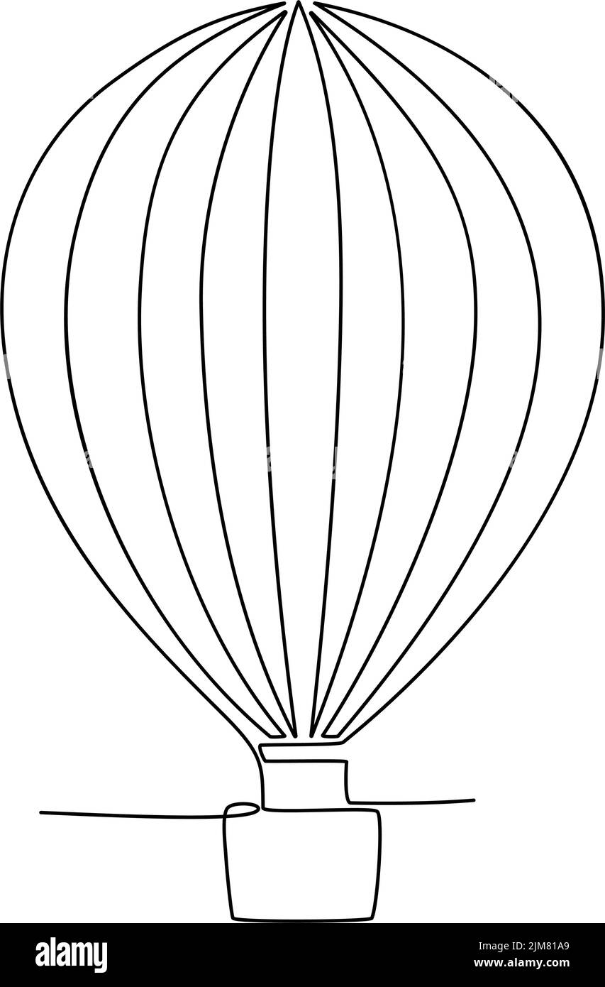 Continuous line drawing of hot air balloon. Vector illustration Stock Vector