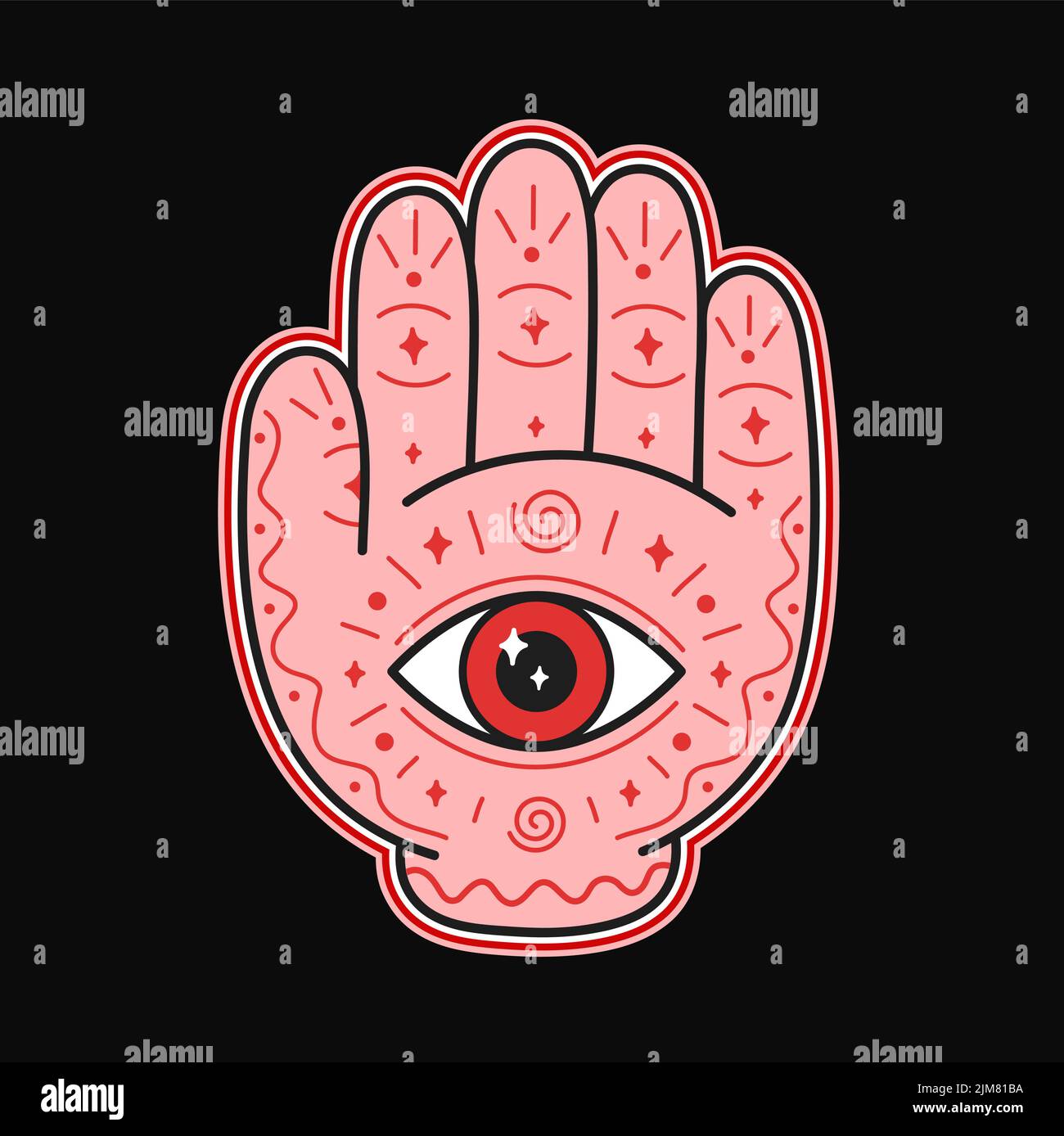 Hand with open eye vector illustration art Stock Vector