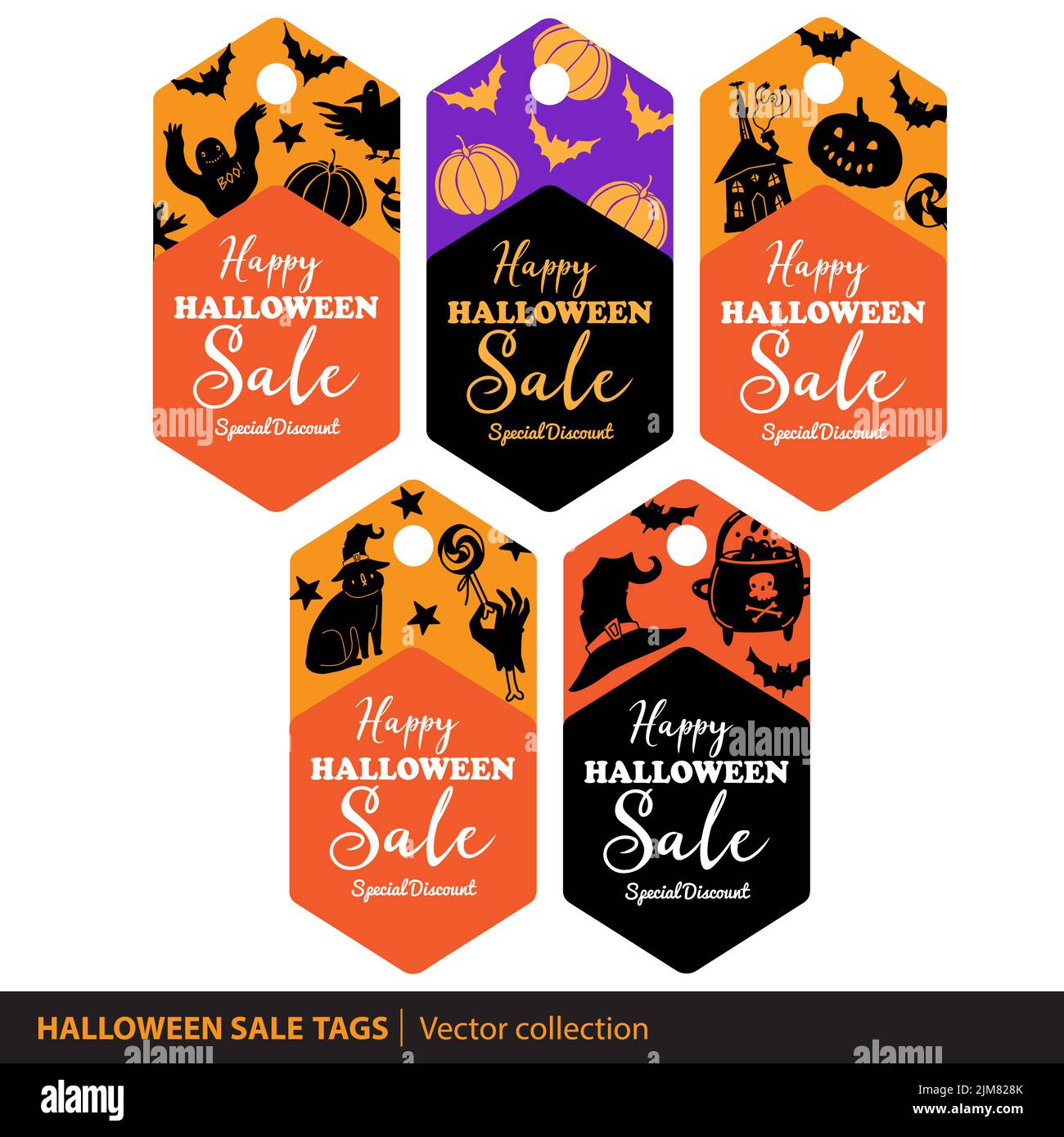 Halloween sale tags set. Vector collection of special discount labels