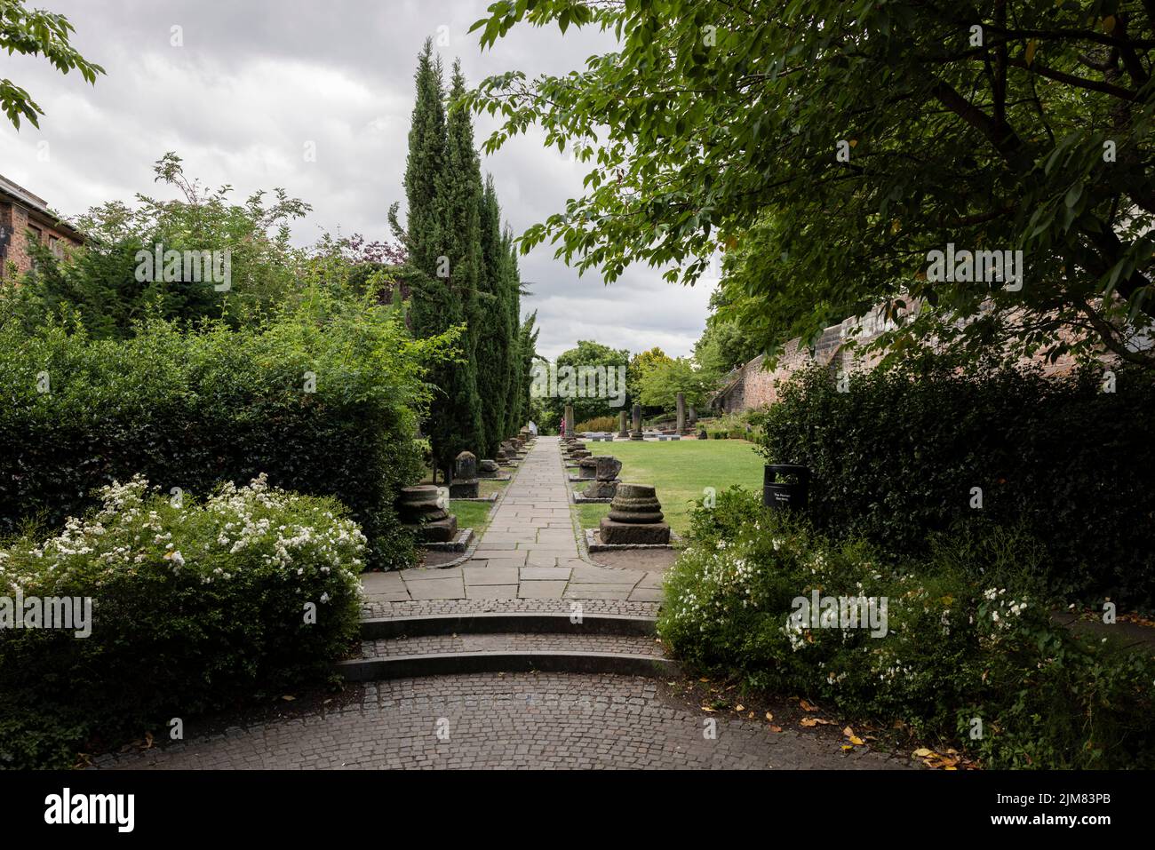 Roman gardens with Roman ruins too in Chester Stock Photo
