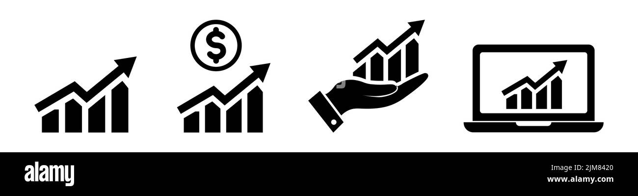 Laptop and chart icon in flat style. Graph symbol Stock Vector Image ...