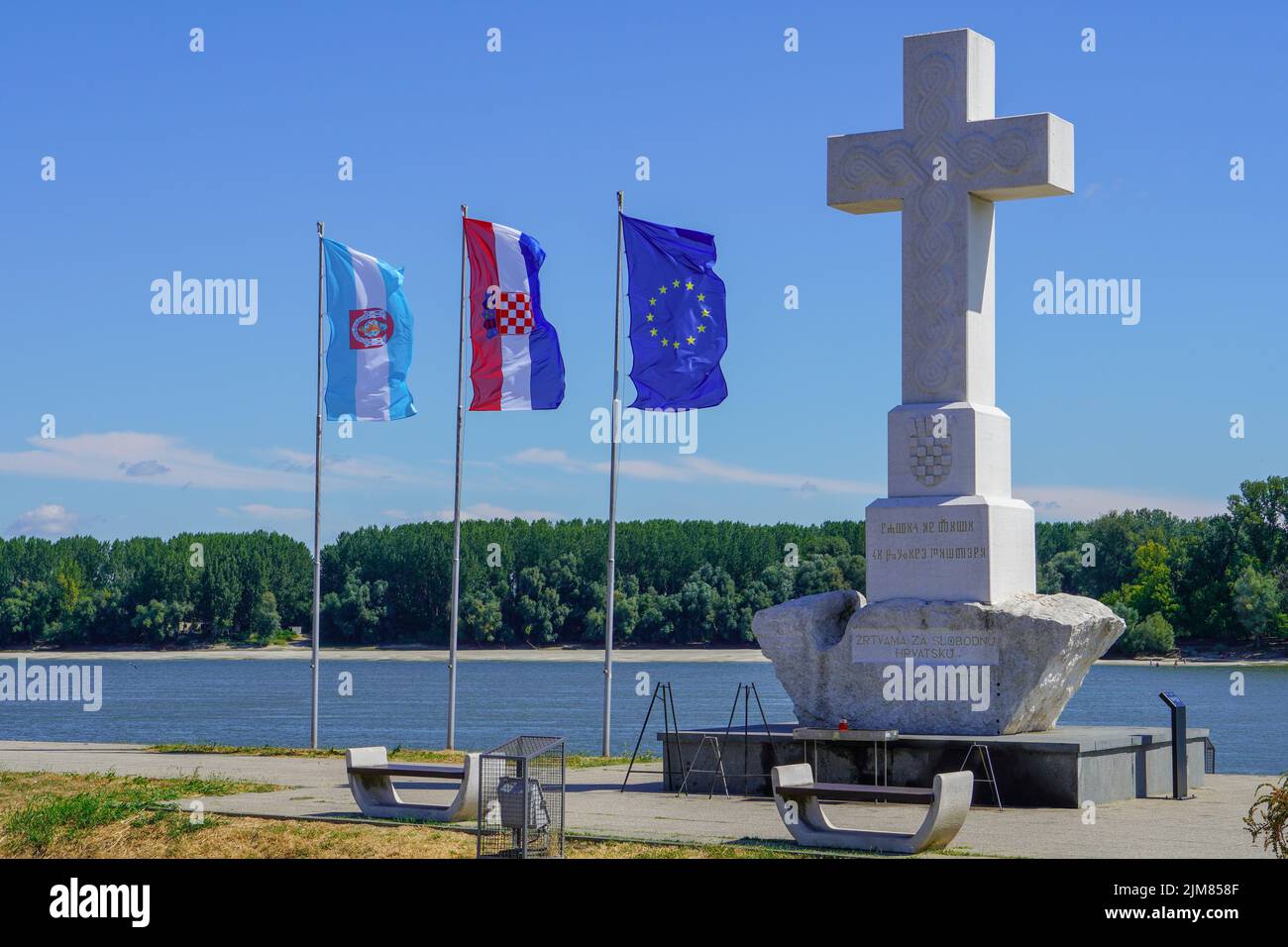 Vukovar, Croatia - July 31st 2022:Grand Cross for victims of the war in Vukovar, Croatia. Stock Photo