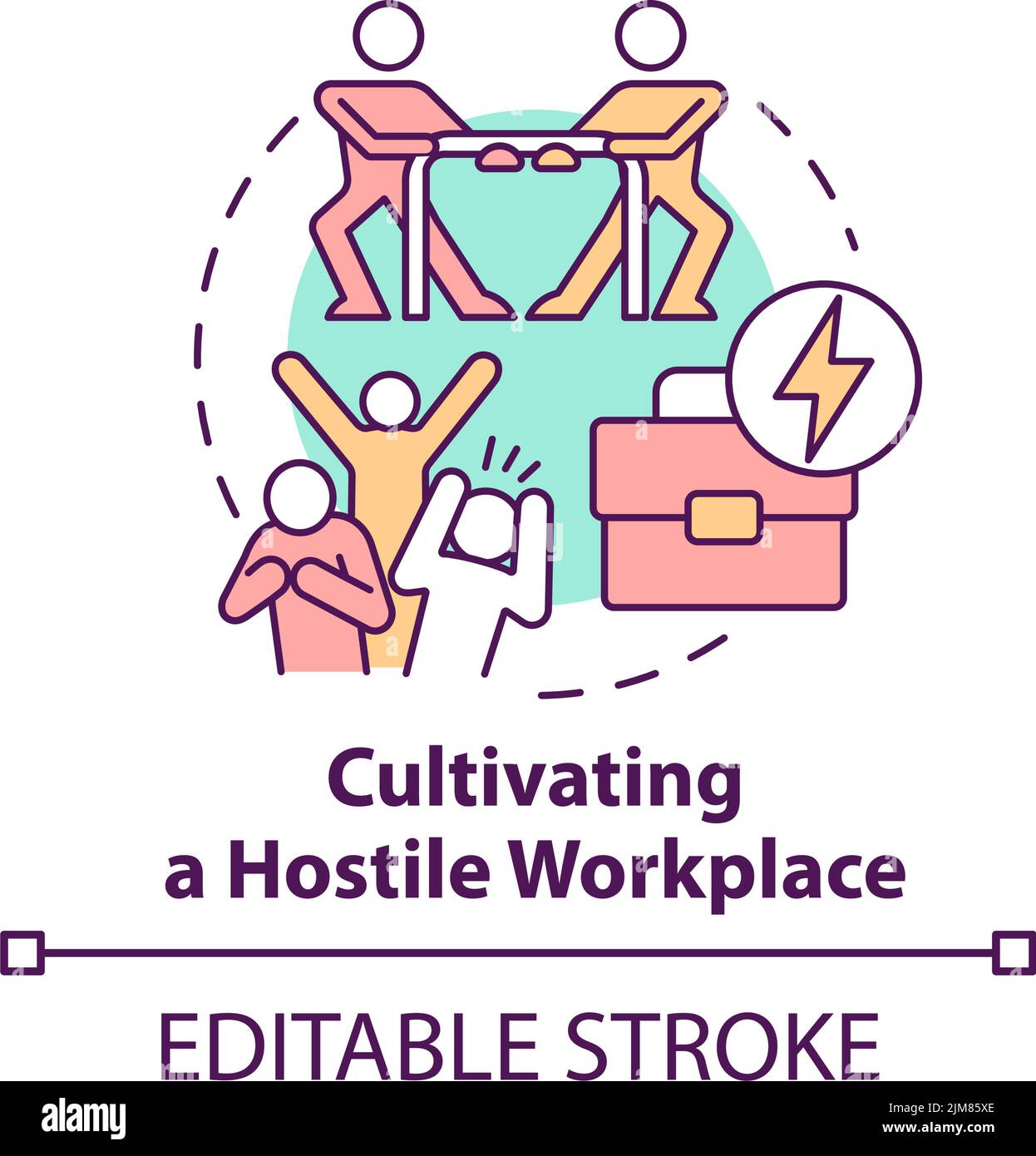 Cultivating hostile workplace concept icon Stock Vector