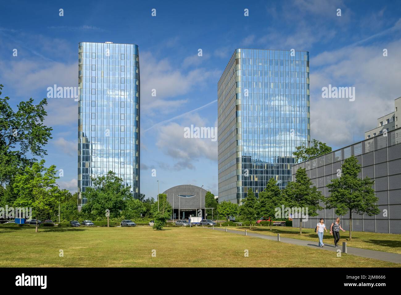 Zwillingstürme Blue Towers, Lyoner Straße, Frankfurt am Main, Hessen, Deutschland Stock Photo