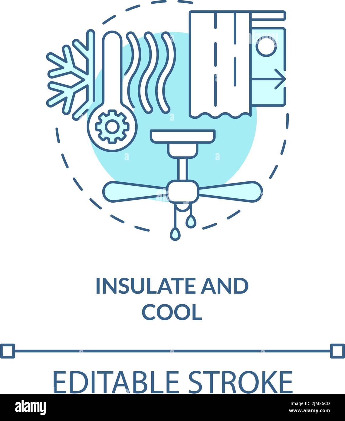 Insulate and cool turquoise concept icon Stock Vector