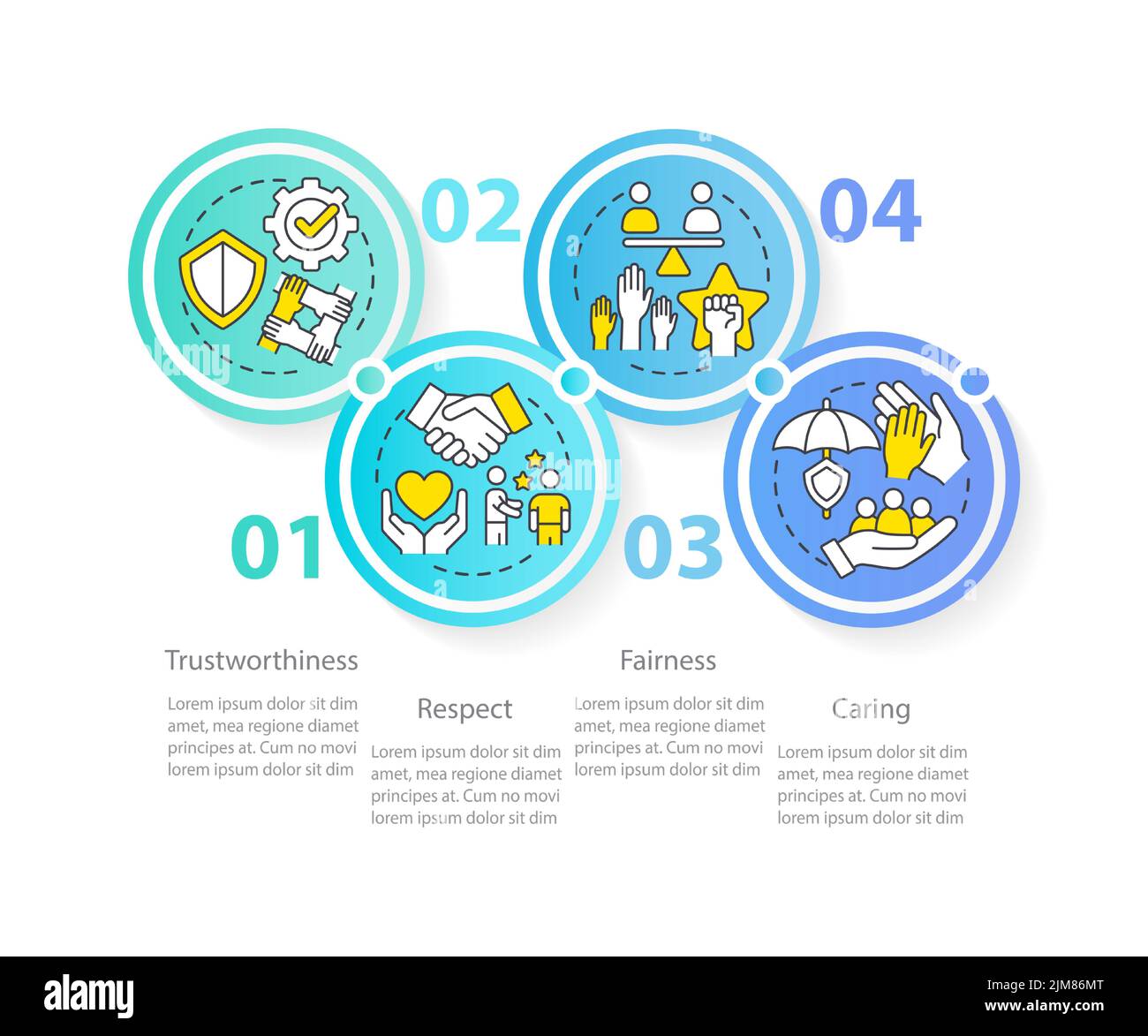 Organizational ethics elements circle infographic template Stock Vector