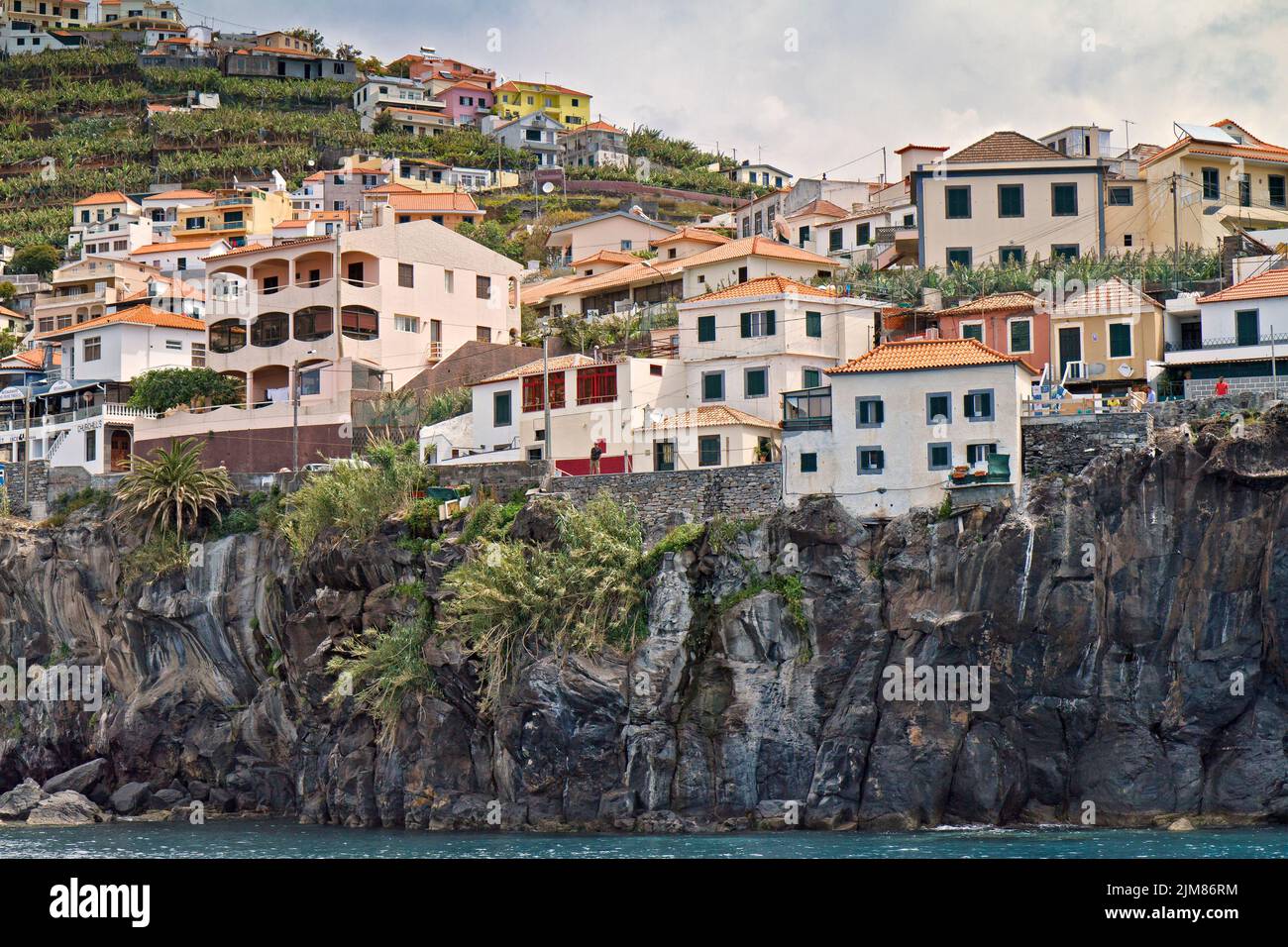 Madeira Portugal Camera De Lobos Clifftop Houses Stock Photo