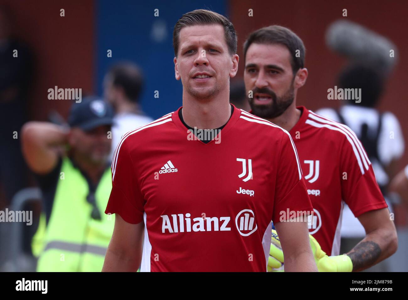 Wojciech Szczesny of Juventus Fc looks on during the friendly match beetween Juventus and Juventus U23 at Stadio Comunale on August 4, 2022 in Villar Perosa, Italy . Stock Photo