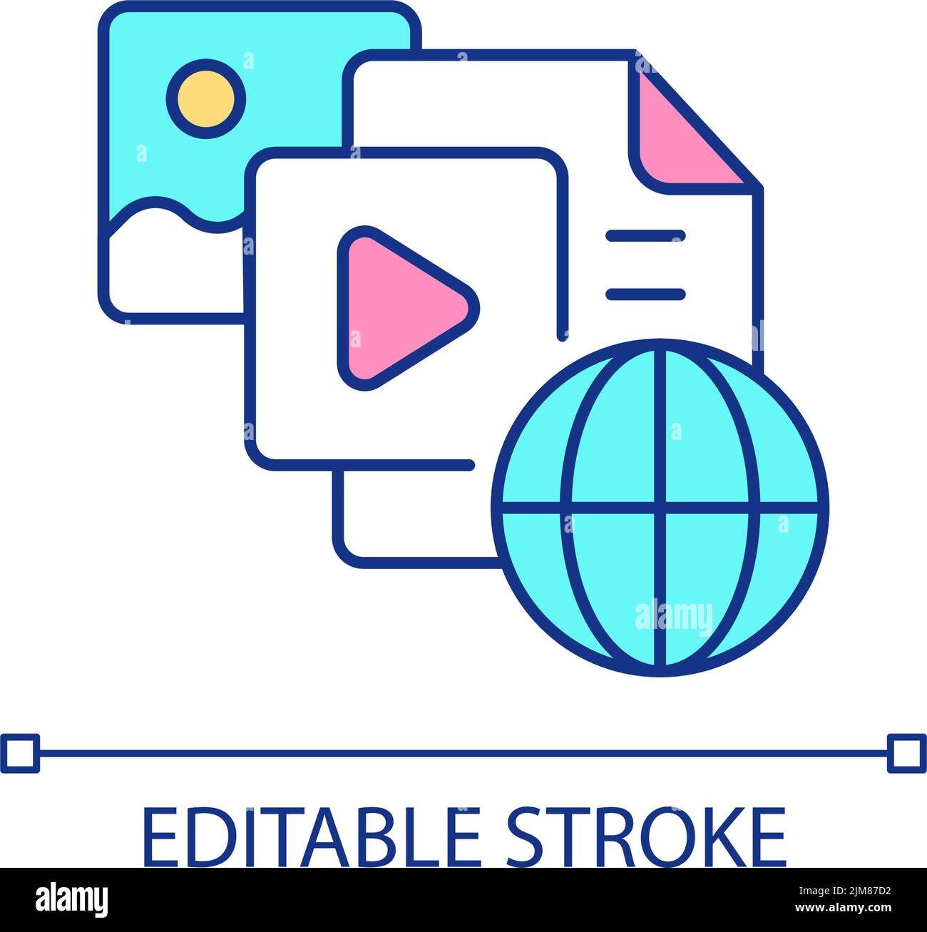 Content for global network RGB color icon Stock Vector