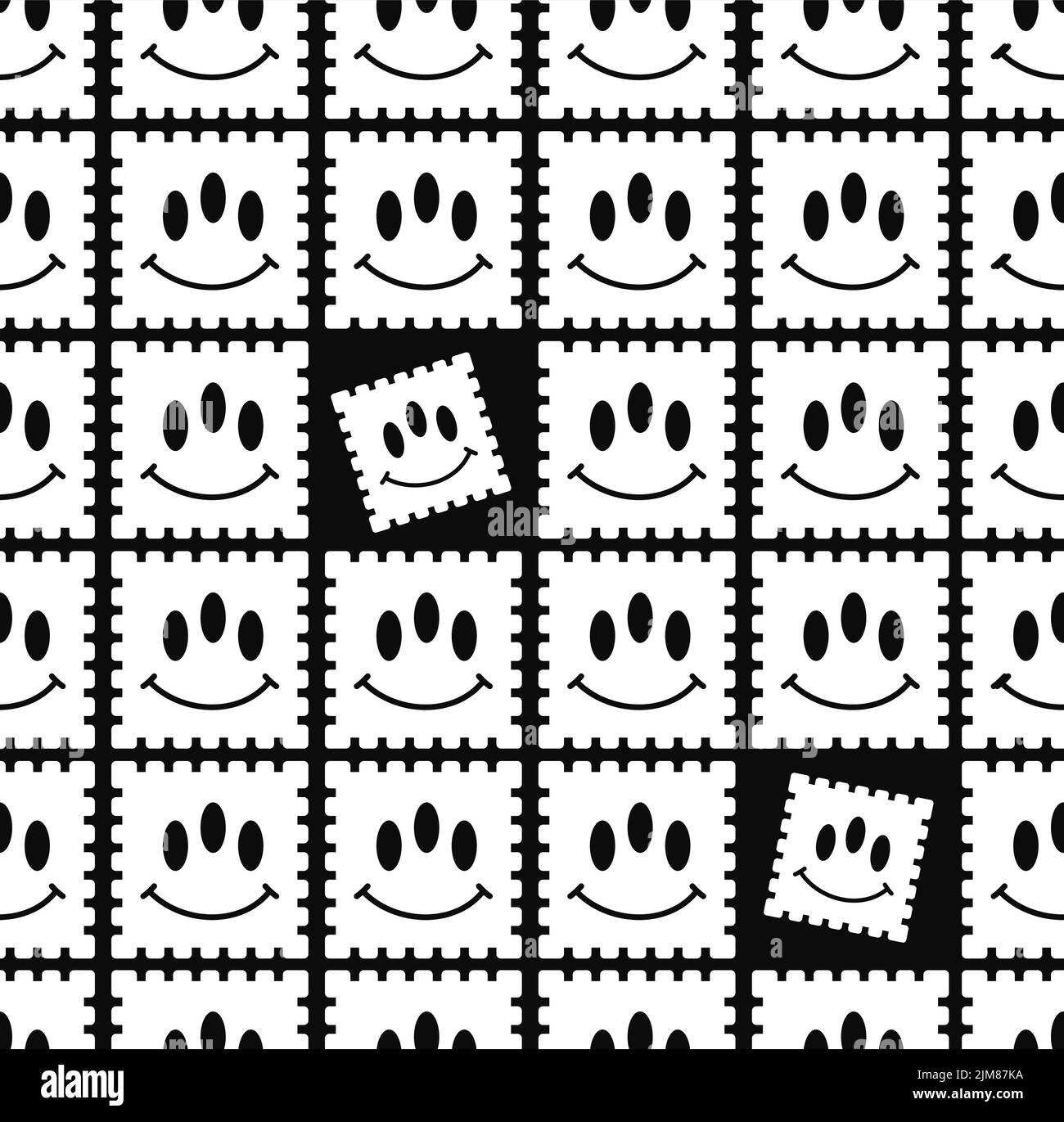 Acid lsd paper blotter marks with smile face seamless pattern. Vector hand drawn doodle style cartoon background illustration. Trippy acid,lsd marks,smile face seamless pattern wallpaper print concept Stock Vector