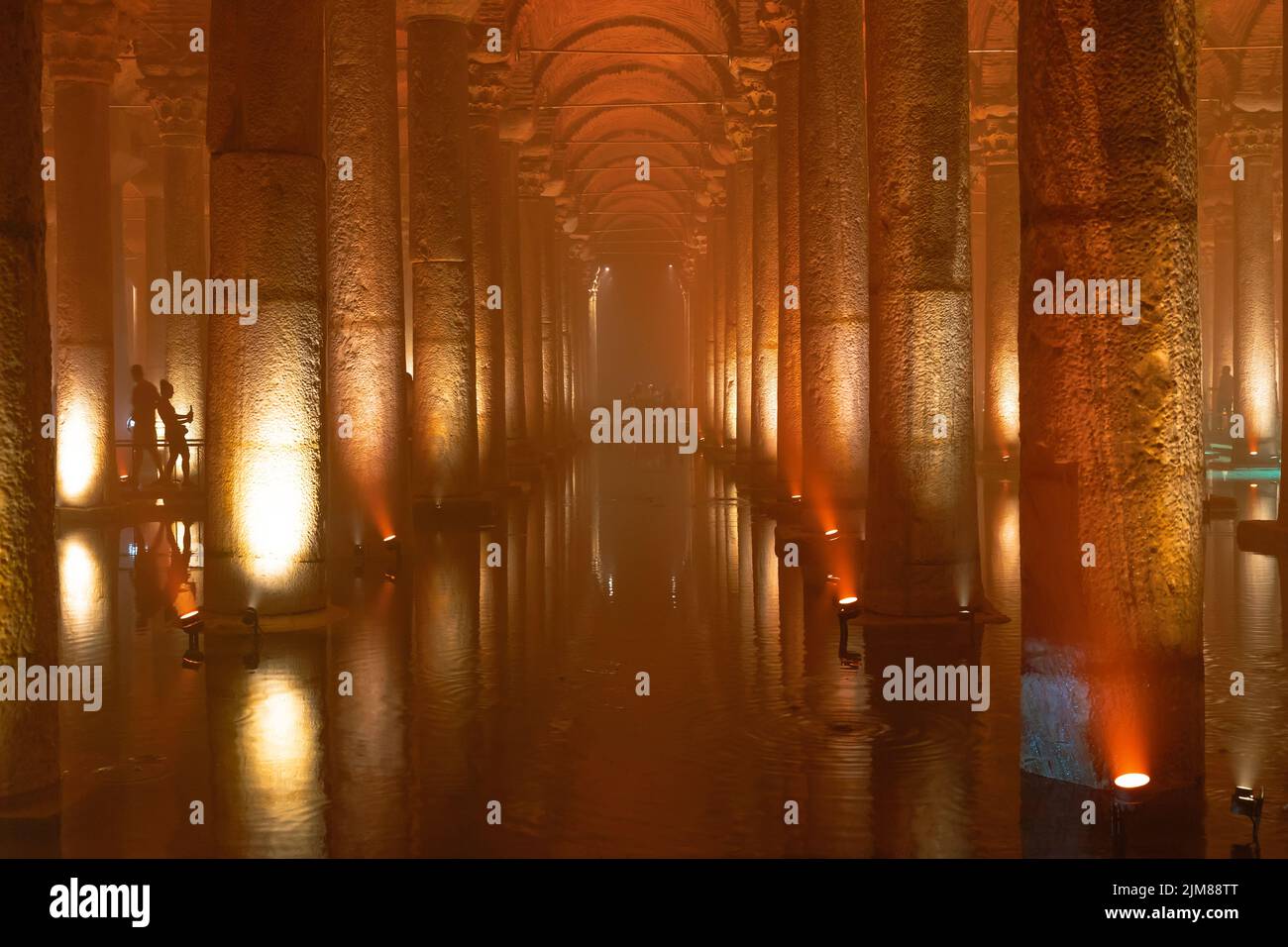 Landmarks of Istanbul. Basilica Cistern or Yerebatan Sarnici. Noise and grain included. Selective focus. Istanbul Turkey - 8.3.2022 Stock Photo