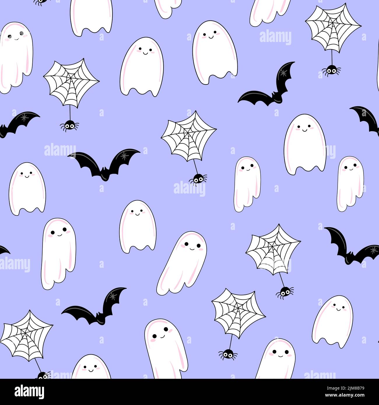 Ghost seamless pattern Halloween vector spooky scarf isolated repeat ...