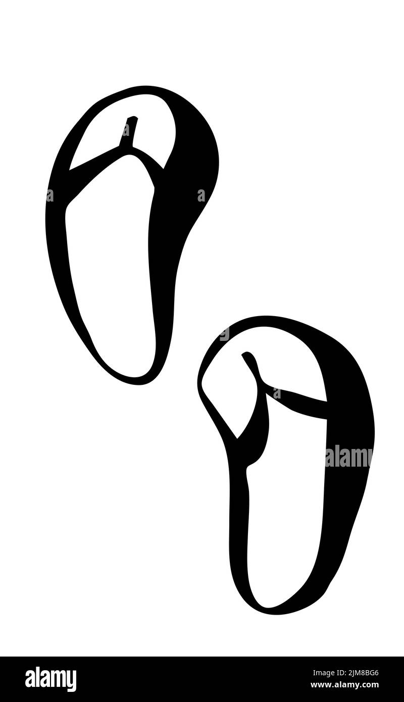 Summer flip flop slippers drawing hand painted with ink Stock Vector