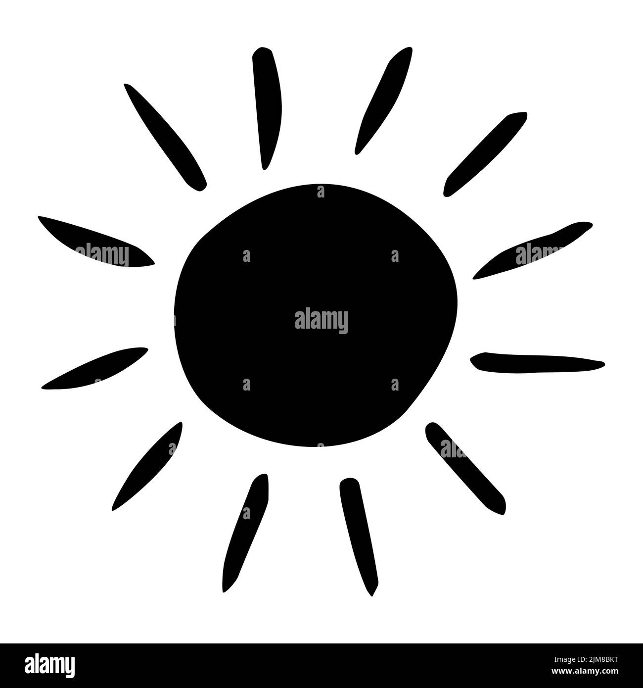 Hand drawn Sun painted with ink brush Stock Vector